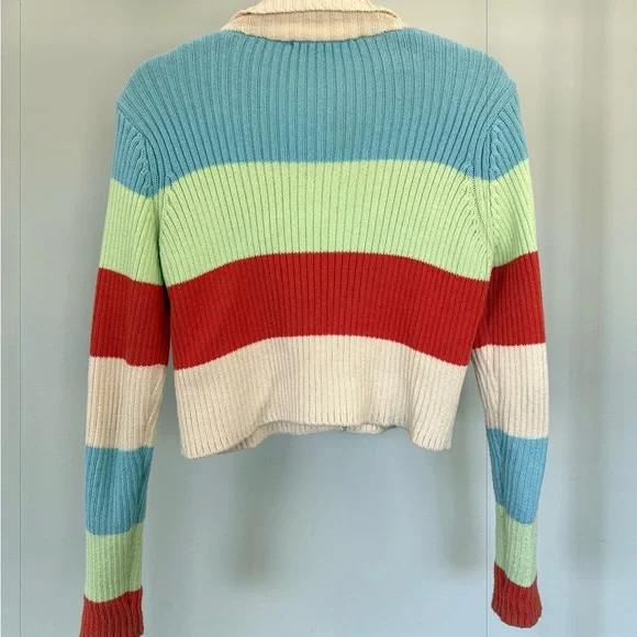 Zara Women's Colorblock Cardigan - Red, Blue, Green, Cream - Picture 2 of 4